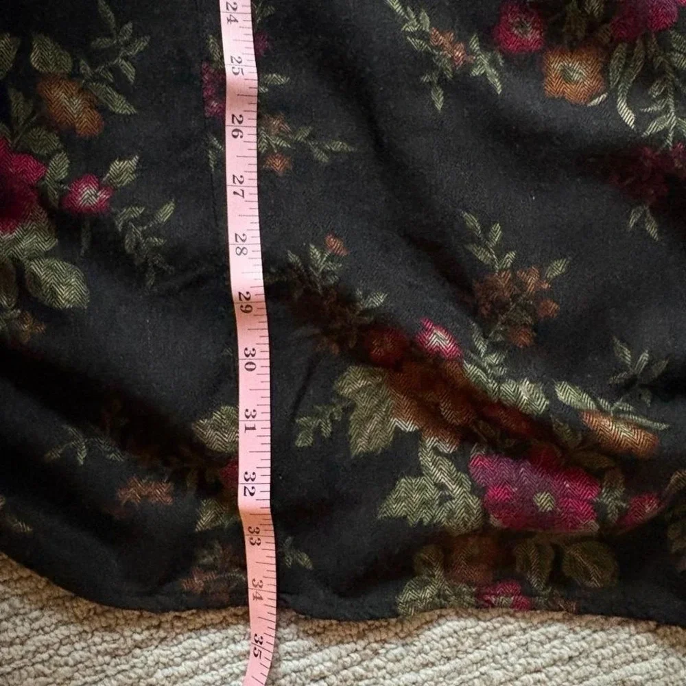 90s black midi skirt floral dark grunge whimsigoth vintage tapestry women's L - Picture 8 of 8